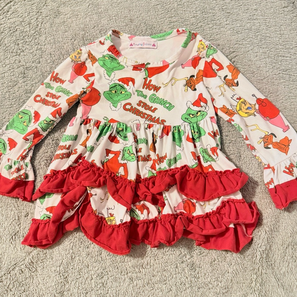 Dr. Seuss Grinch Christmas Ruffle Top 5T
